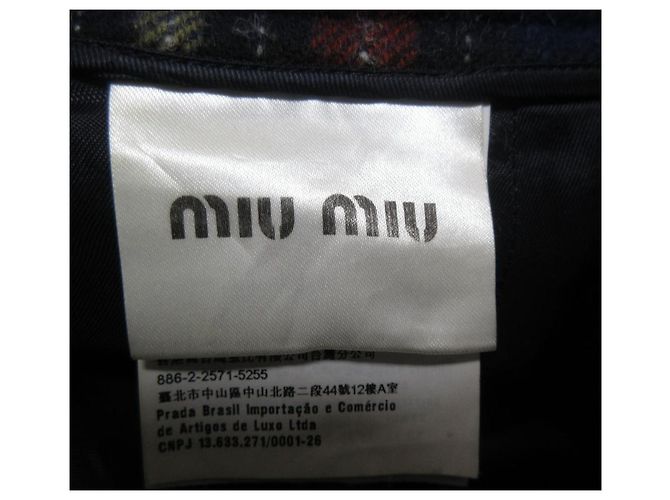 Miu Miu Wool Alpaca Check Gold Button Mini Skirt - view 6