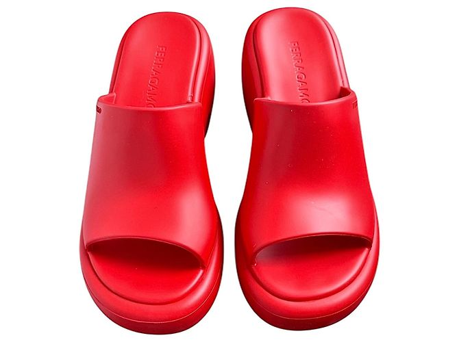 Salvatore Ferragamo Sandali Platform Rossi Rosso - vista 5