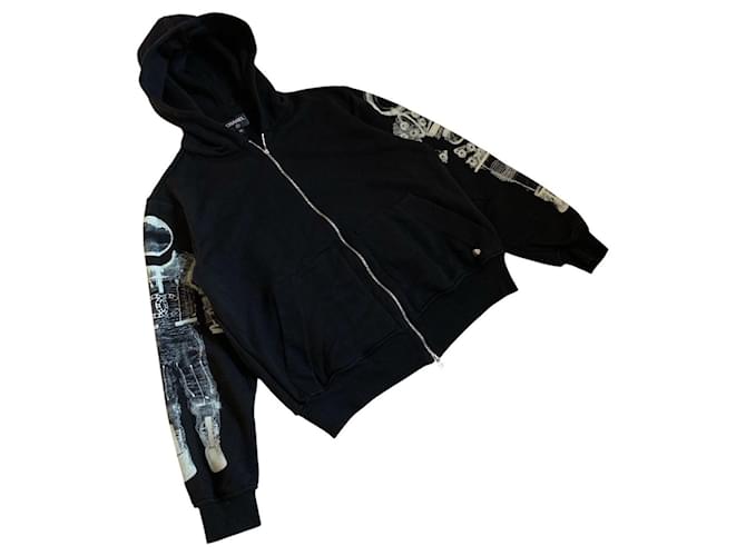 Chanel Astronaut Kapuzenpullover mit Reißverschluss Schwarz - Ansicht 2