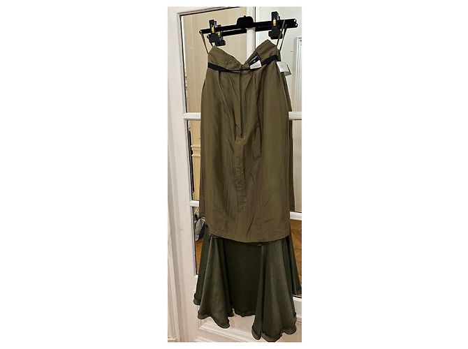 Falda Sirena Larga Chanel Colección Otoño/Invierno 1999 Verde Caqui Verde oliva Verde oscuro - vista 8