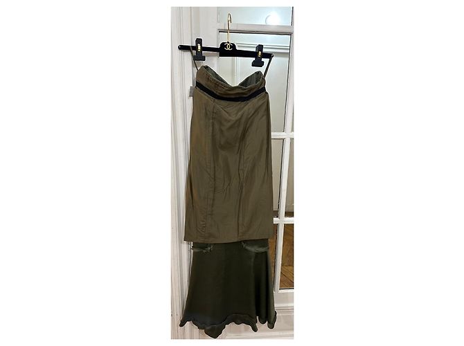 Falda Sirena Larga Chanel Colección Otoño/Invierno 1999 Verde Caqui Verde oliva Verde oscuro - vista 9