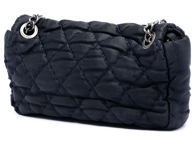 Chanel Black Medium CC Quilted Satin Single Flap Nero - vista 2