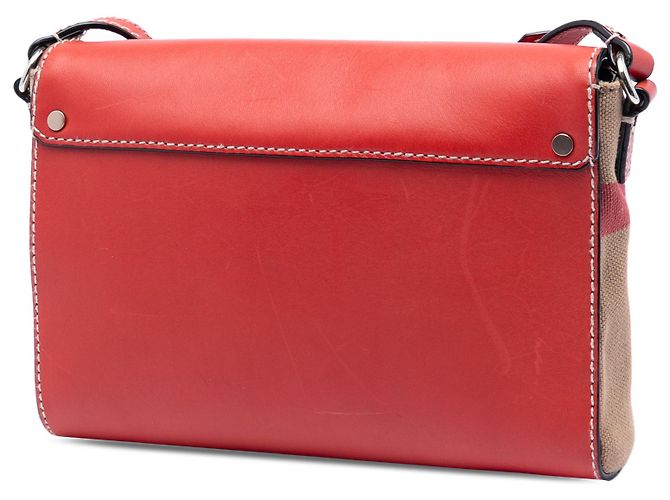 Borsa a tracolla Henham in pelle rossa e tela House Check Burberry Rosso - vista 2