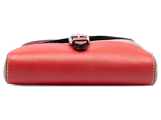 Borsa a tracolla Henham in pelle rossa e tela House Check Burberry Rosso - vista 3
