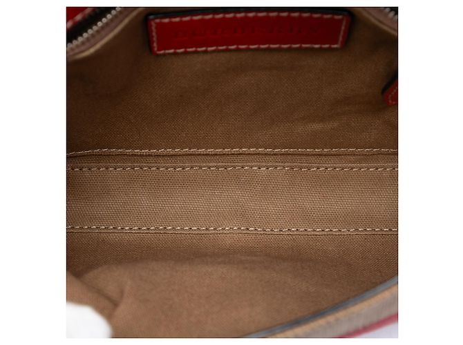 Borsa a tracolla Henham in pelle rossa e tela House Check Burberry Rosso - vista 4
