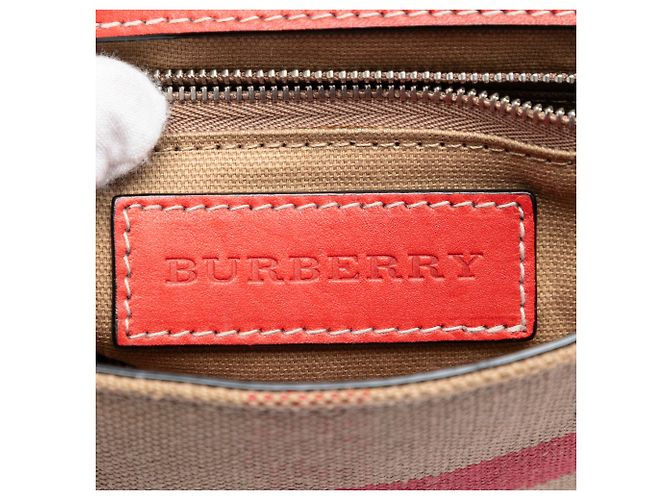 Borsa a tracolla Henham in pelle rossa e tela House Check Burberry Rosso - vista 5