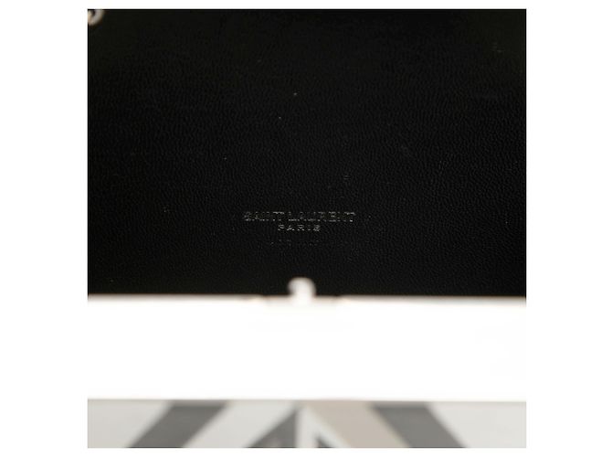 Clutch Tuxedo Box Star in metallo argentato e pelle con catena Saint Laurent Argento - vista 5