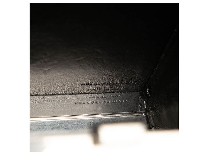 Clutch Tuxedo Box Star in metallo argentato e pelle con catena Saint Laurent Argento - vista 6