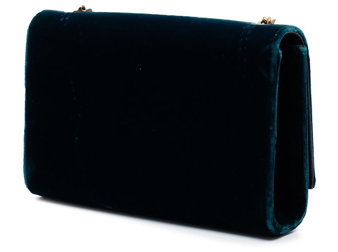 Saint Laurent Bolso Bandolera Kate de Terciopelo Azul Pequeño con Monograma y Borla - vista 2