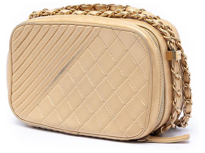 Borsa a tracolla Chanel Gold Small Quilted Lambskin Coco Boy D'oro - vista 2
