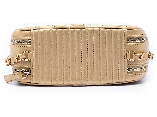 Borsa a tracolla Chanel Gold Small Quilted Lambskin Coco Boy D'oro - vista 3