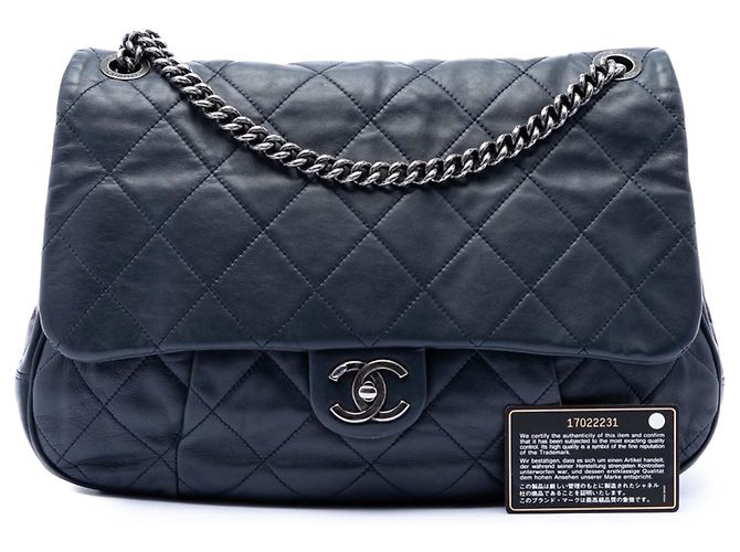 Chanel Blue Quilted Calfskin Coco Pleats Flap Blu navy - vista 7