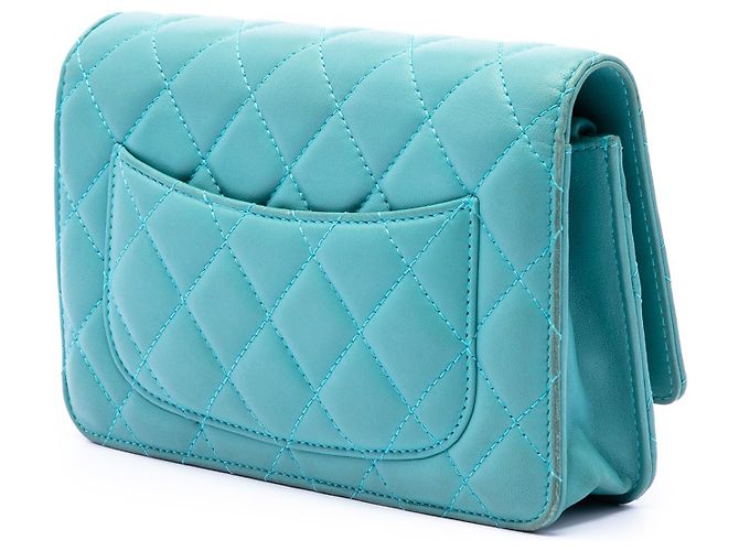 Chanel Blue CC gestepptes Lammleder Wallet On Chain Blau Türkis - Ansicht 2