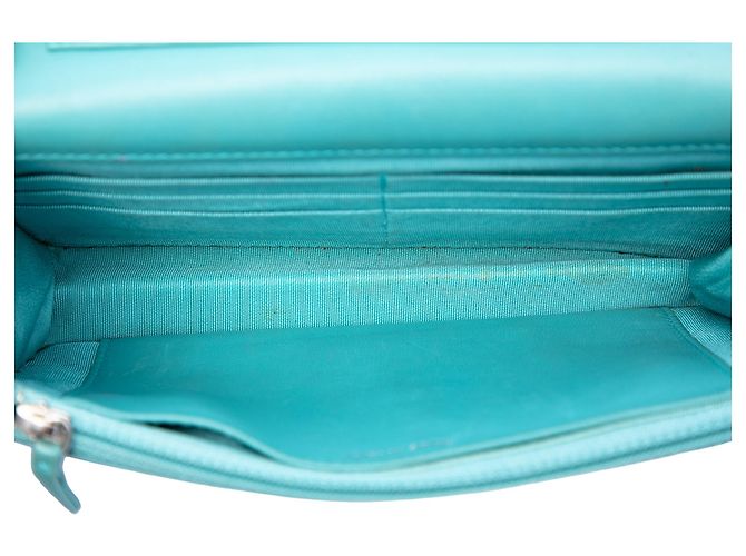 Chanel Blue CC gestepptes Lammleder Wallet On Chain Blau Türkis - Ansicht 4