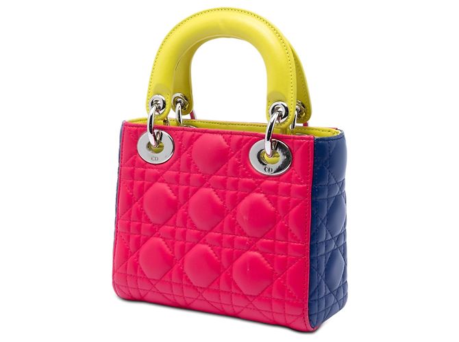 Dior Mini Lady Dior Cannage aus dreifarbigem Lammleder Rosa Pink - Ansicht 2