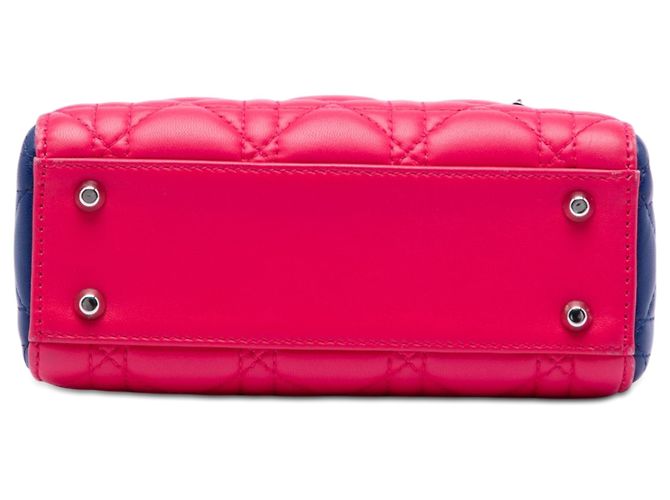 Dior Mini Lady Dior Cannage aus dreifarbigem Lammleder Rosa Pink - Ansicht 3