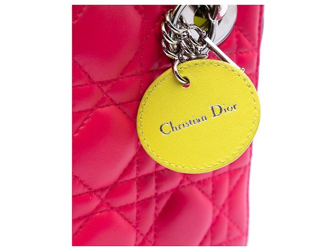 Dior Mini Lady Dior Cannage aus dreifarbigem Lammleder Rosa Pink - Ansicht 5