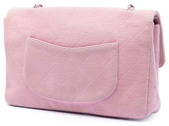 Chanel Pink Medium Classic Jersey Single Flap Rosa - vista 2