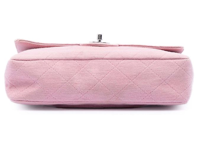 Chanel Pink Medium Classic Jersey Single Flap Rosa - vista 3