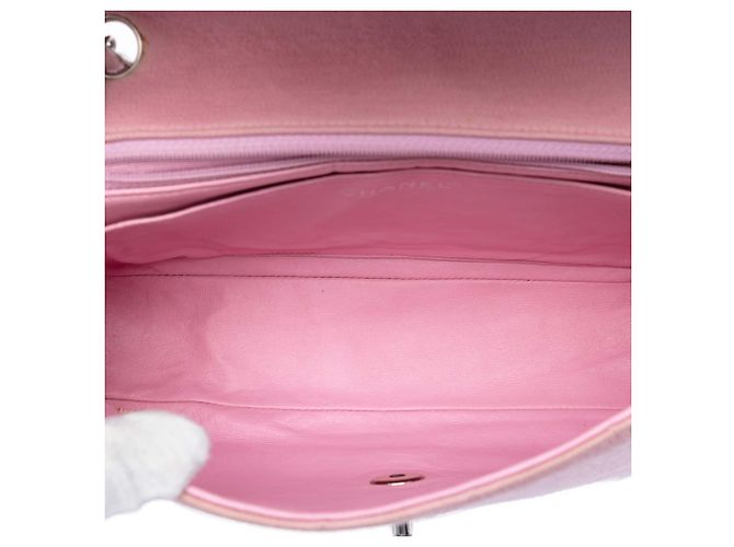 Chanel Pink Medium Classic Jersey Single Flap Rosa - vista 4