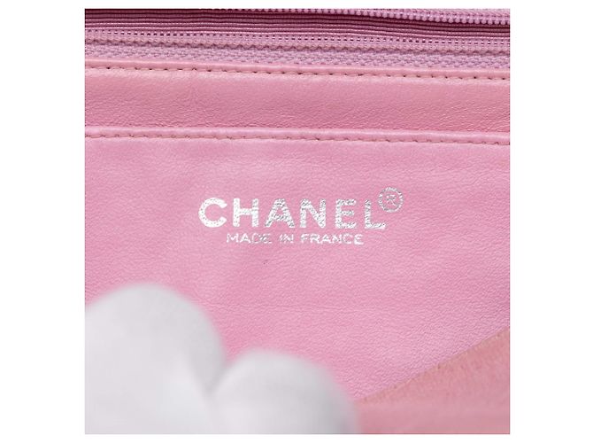 Chanel Pink Medium Classic Jersey Single Flap Rosa - vista 5