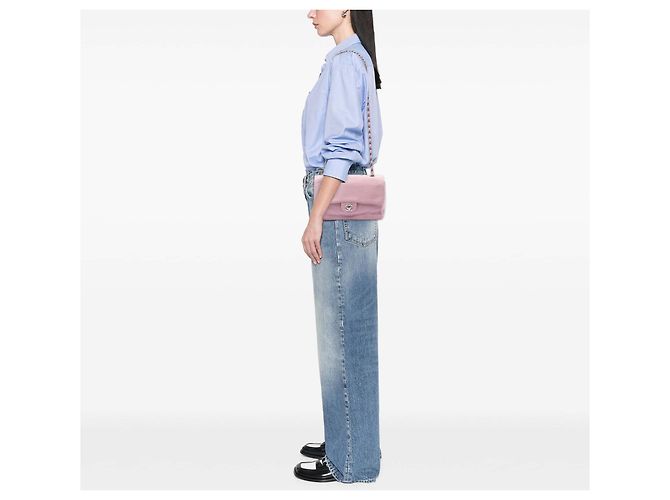 Chanel Pink Medium Classic Jersey Single Flap Rosa - vista 7