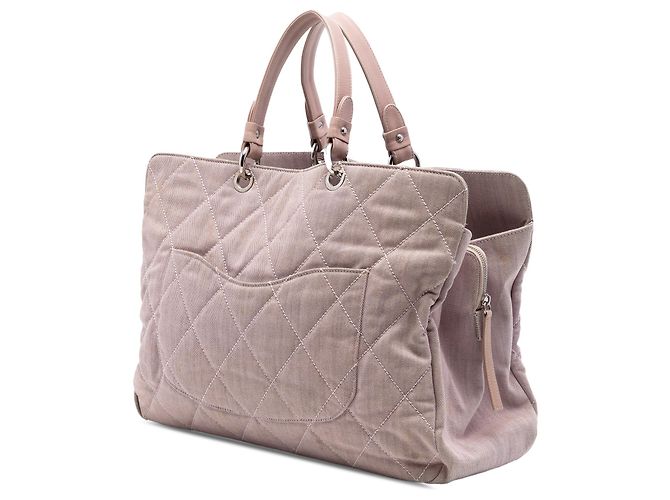 Chanel Pink Large CC gesteppter Denim Tote - Ansicht 2