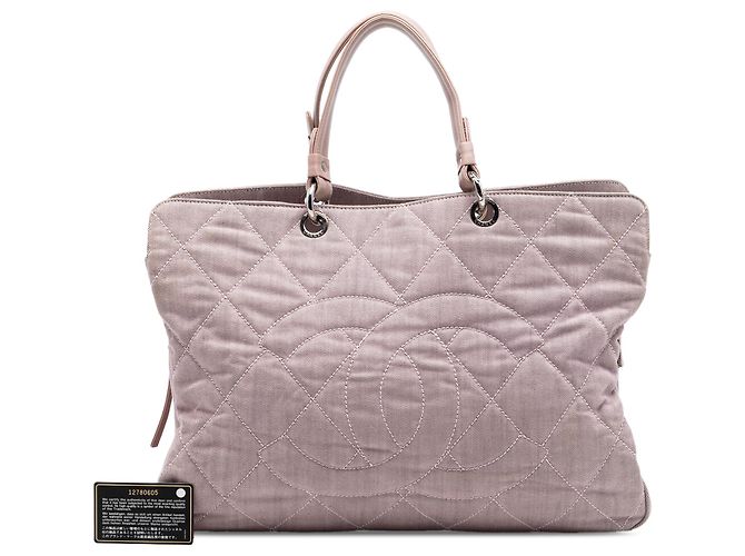 Chanel Pink Large CC gesteppter Denim Tote - Ansicht 7