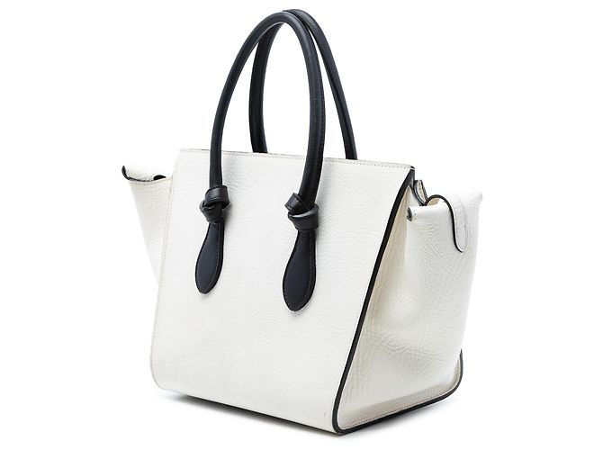 Céline Celine White Medium Bicolor Calfskin Tie Knot Tote - view 2