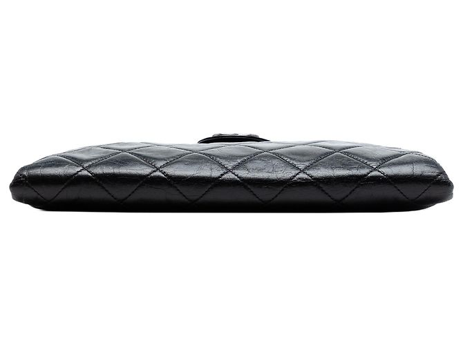 Clutch Chanel Black Quilted Glazed Calfskin Coco Pleats Chain Nero - vista 3