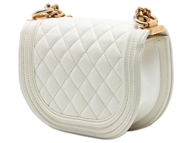 Bolso Messenger Boy Chanel Mini de Caviar acolchado blanco - vista 2