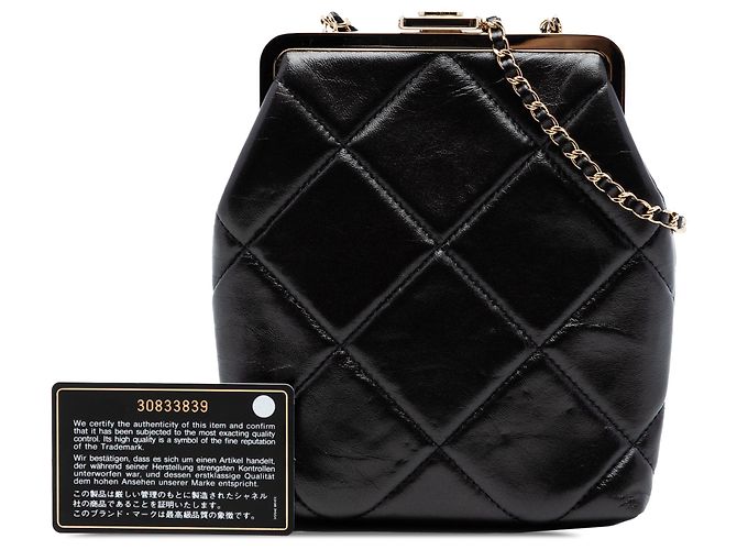Clutch Chanel Black Small CC Quilted Lambskin Kisslock Frame Negro - vista 7
