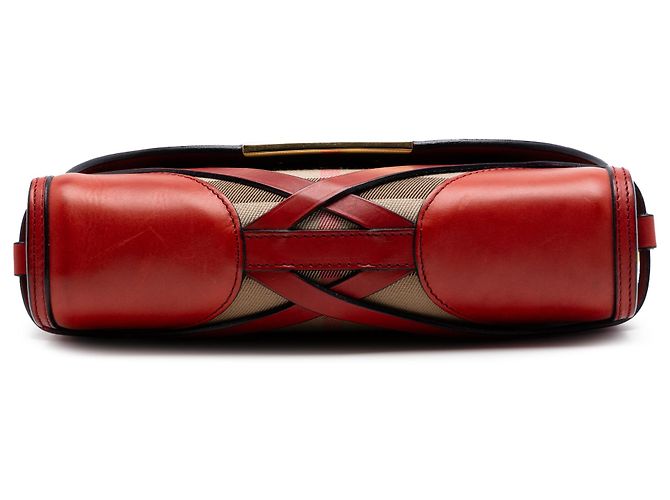 Borsa a tracolla Abbott in pelle rossa e tela House Check di Burberry Rosso - vista 3