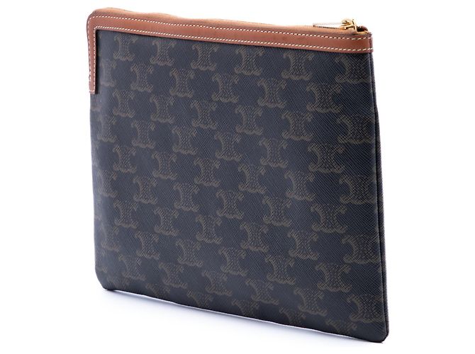 Céline Celine Brown Small Triomphe Clutch aus beschichtetem Canvas Braun Dunkelbraun - Ansicht 2