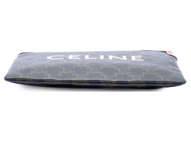 Céline Celine Brown Small Triomphe Clutch aus beschichtetem Canvas Braun Dunkelbraun - Ansicht 3