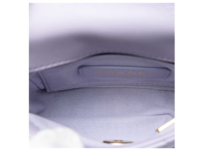 Chanel Mini Flap en piel de becerro acolchado morado con cadena framing Púrpura - vista 4