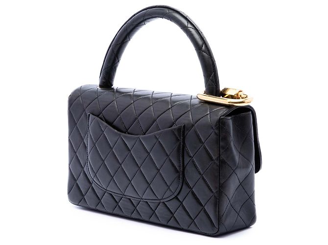 Borsa Chanel Black Medium Lambskin Kelly Parent Top Handle Nero - vista 2