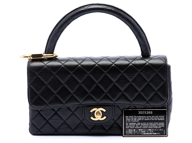 Borsa Chanel Black Medium Lambskin Kelly Parent Top Handle Nero - vista 7