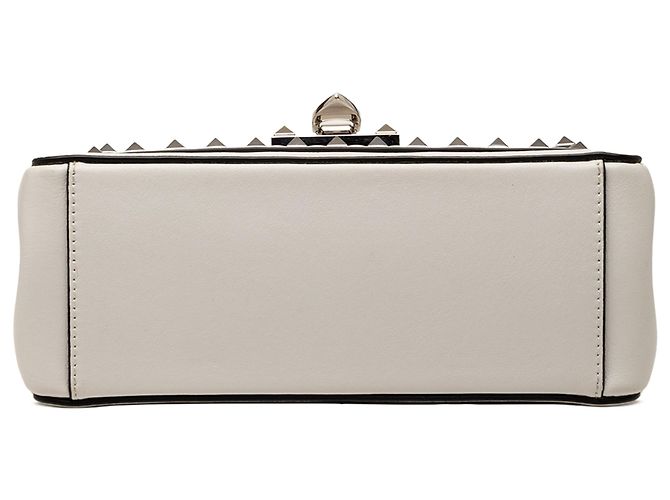 Borsa a tracolla Valentino in pelle grigia Rockstud con chiusura Flip Lock Marrone Grigio - vista 3