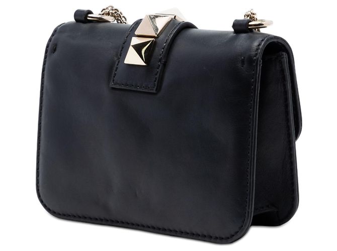 Valentino Black Mini Leather Rockstud Glam Lock Crossbody Nero - vista 2