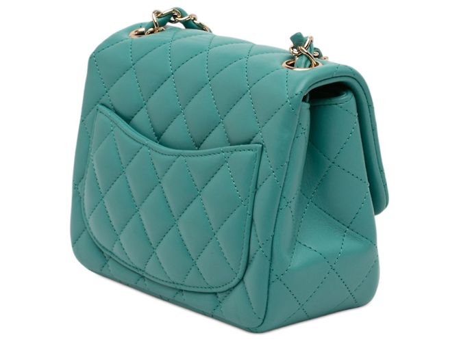 Chanel Green Mini Square Classic Lambskin Single Flap Vert - vue 2