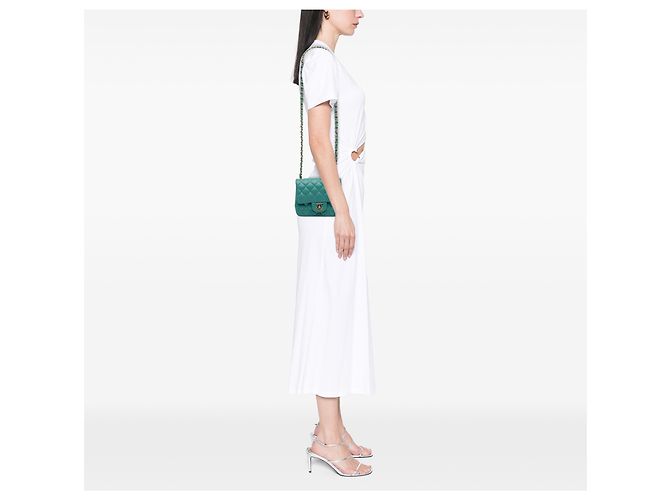 Chanel Green Mini Square Classic Lambskin Single Flap Vert - vue 7