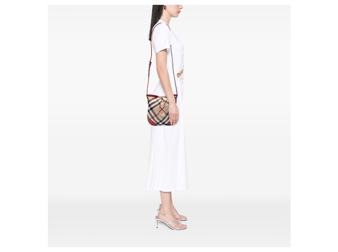 Burberry Beige Supernova Check Coated Canvas Dryden Crossbody - vista 5