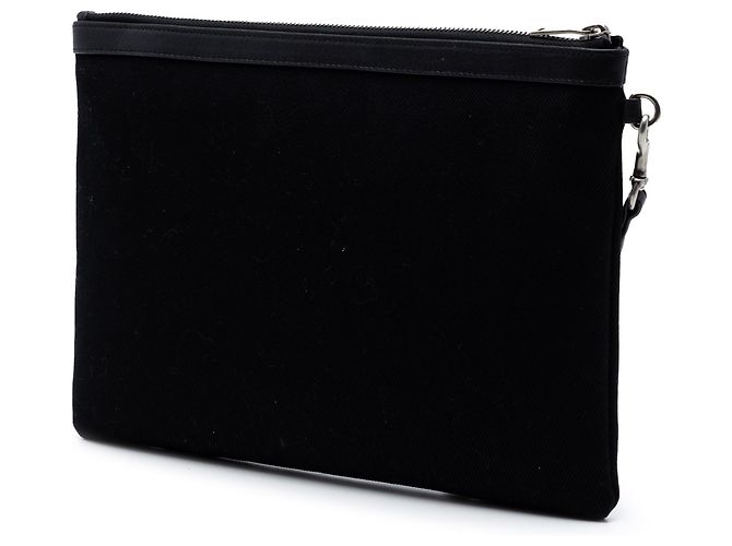 Saint Laurent Clutch aus schwarzem Canvas Rive Gauche - Ansicht 2