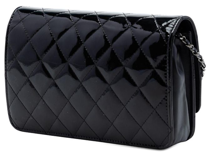 Wallet On Chain Portafoglio con Catena Chanel Black Quilted Patent Golden Class Nero - vista 2