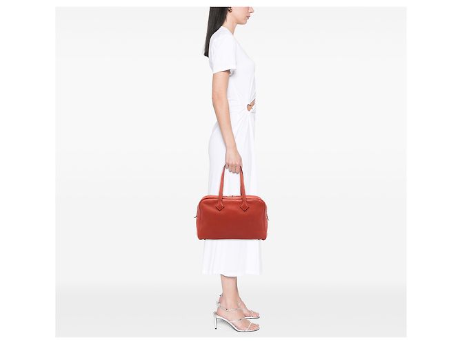 Hermès Red Clemence Victoria II 35 Vermelho - vista 6