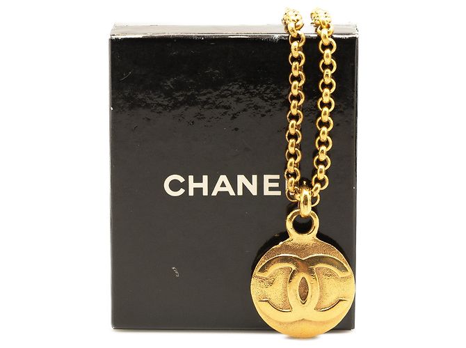 Collana con pendente a cerchio Chanel Gold CC placcato oro D'oro - vista 5