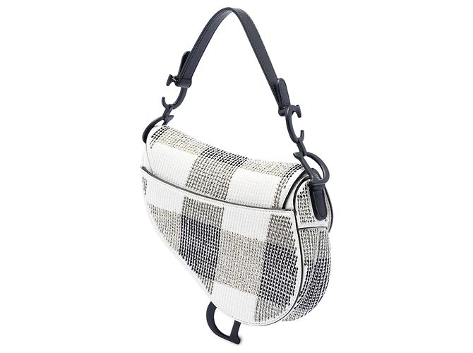Borsa Saddle Dior bianca in pelle di vitello con paillettes e perline Bianco - vista 2