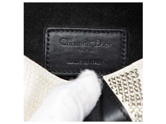 Borsa Saddle Dior bianca in pelle di vitello con paillettes e perline Bianco - vista 5