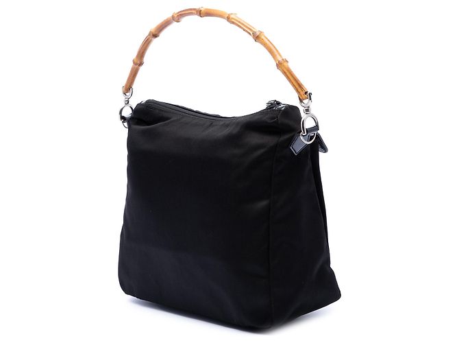 Bamboo Bolso Gucci de nylon negro con detalles de bambú - vista 2